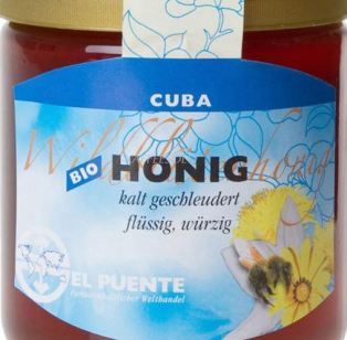 Cuban organic honey from Campilla blanca. Trade Fair label and priced at about $8/pound. Here's a link to the German vendor.