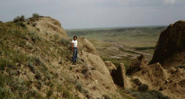 This blog's author, at the rattlesnake hiberatium before it became part of the Grasslands National Park. I was looking for a bee yard.